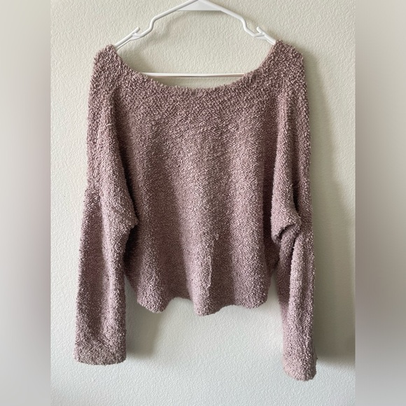 Free people popcorn crop sweater in pink - Picture 5 of 5